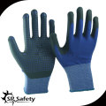 SRSAFETY 15G gestrickt Nylon &amp; Spandex beschichtete schwarze High-Tech-Schaum Nitril-Handschuhe, schwarze Nitril-Punkte auf Palme